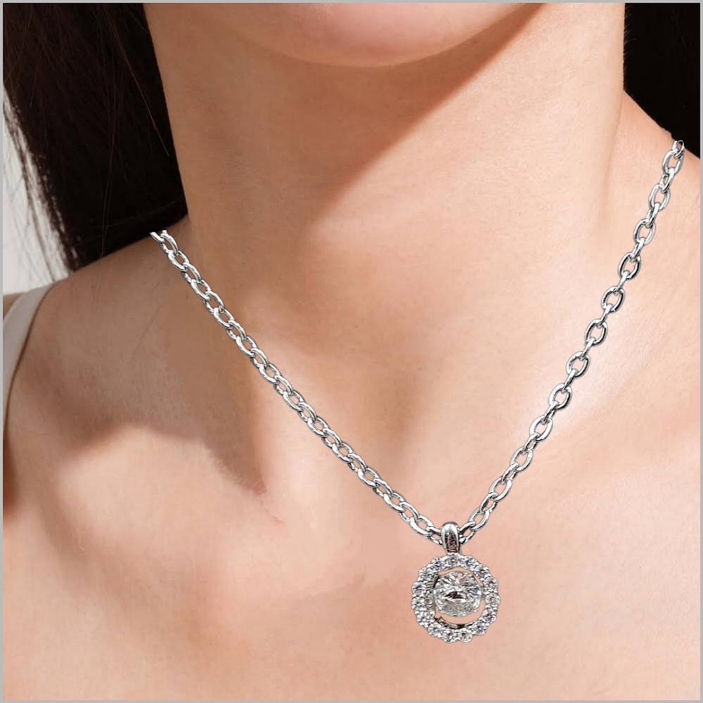 Elegant Sterling Silver Dancing Pendant with Necklace